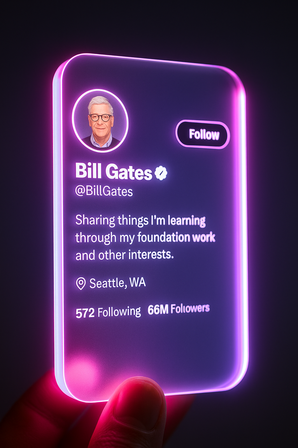 Bill Gates neon card