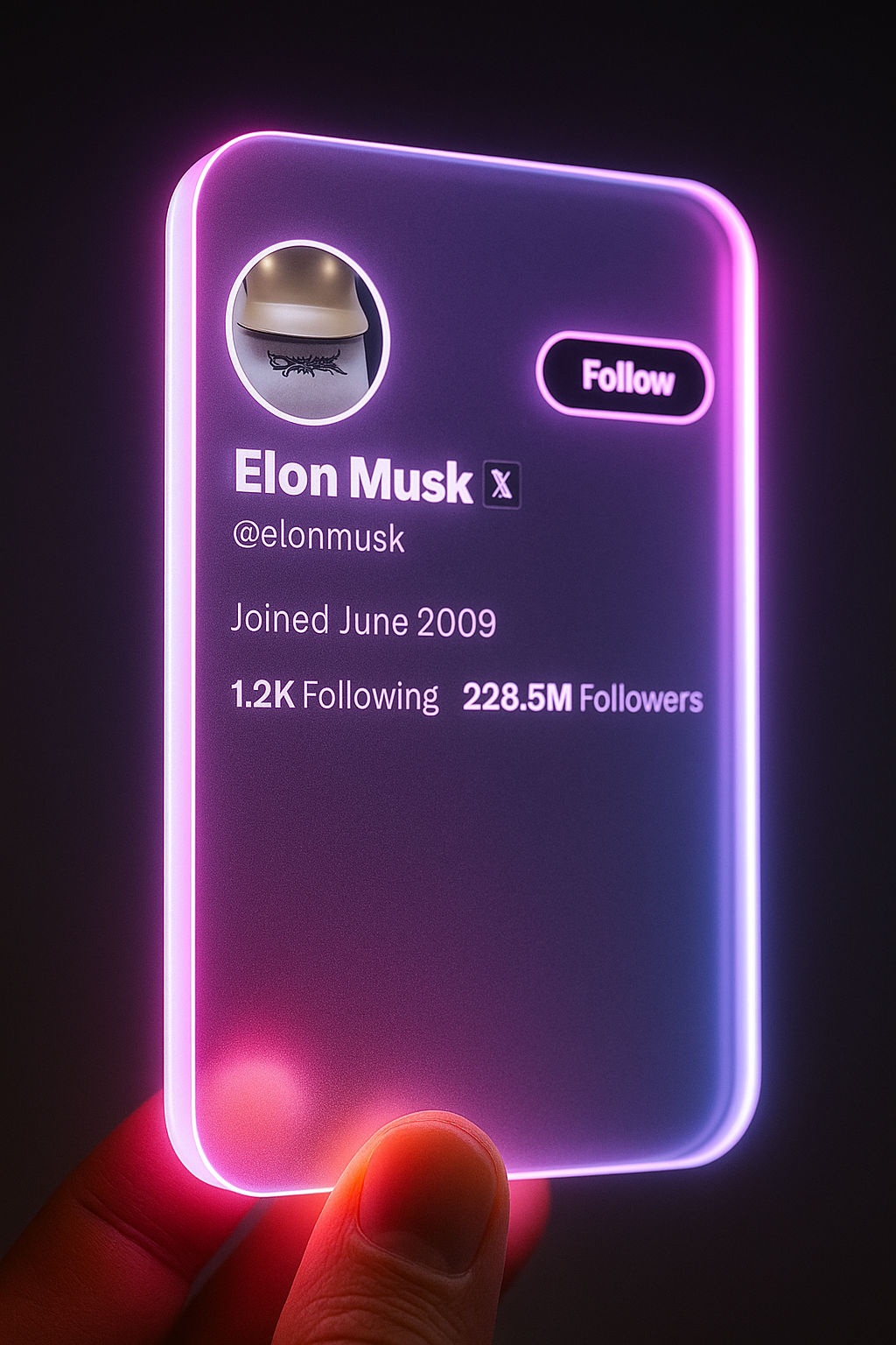 Elon Musk neon card