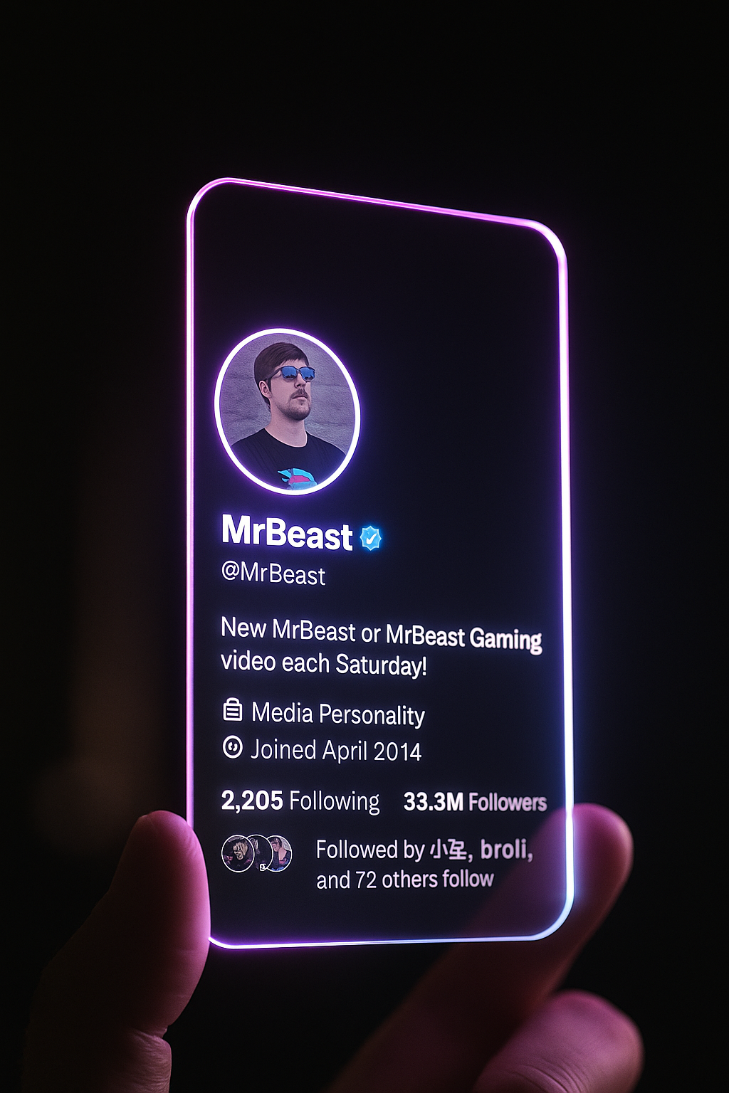 MrBeast neon card